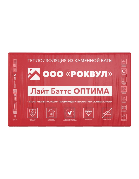 Rockwool Лайт Баттс Оптима 1000х600х100 мм, 5 шт. уп