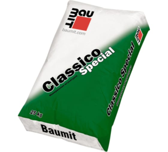 Минеральная штукатурка Baumit Classico Special K1, шуба, белая, 25кг