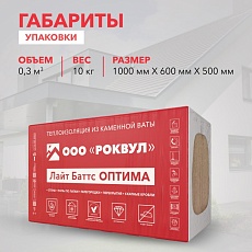 Rockwool Лайт Баттс Оптима (1000*600*100) 5п/3м2/0,3м3/20пач.под